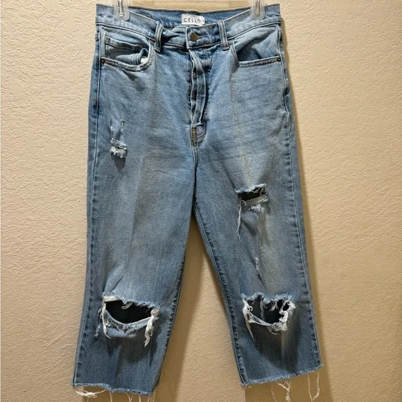 Cello Blue Ankle Cropped Jeans with Distressed Details - Picture 2 of 3